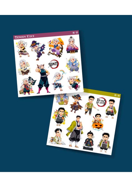 Gyomei Himejima -Tengen Uzui-Demon Slayer Parlak Kağıt 2 Li Set Anime Sticker Çıkartma-Kimetsu No Yaiba fiyatları