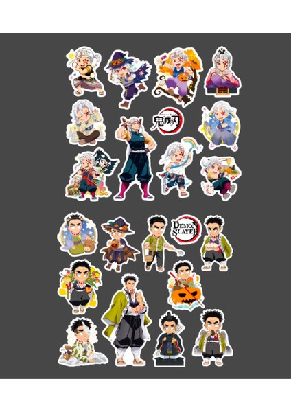 Gyomei Himejima -Tengen Uzui-Demon Slayer Parlak Kağıt 2 Li Set Anime Sticker Çıkartma-Kimetsu No Yaiba indirimleri