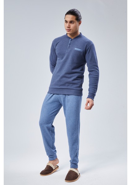 Mooncover Erkek Kışlık Göğüs Cebi Detaylı Pijama Takımı Jeans fiyatları