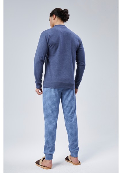 Mooncover Erkek Kışlık Göğüs Cebi Detaylı Pijama Takımı Jeans fırsatları