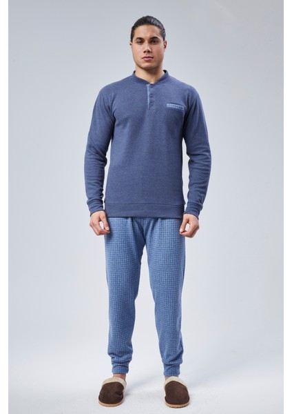 Mooncover Erkek Kışlık Göğüs Cebi Detaylı Pijama Takımı Jeans indirimleri