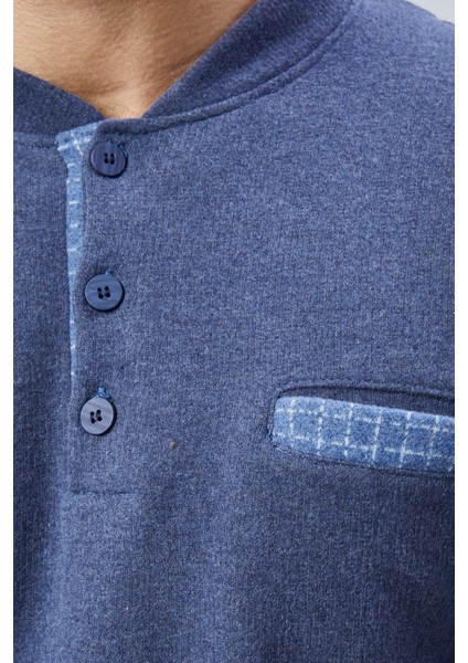 Mooncover Erkek Kışlık Göğüs Cebi Detaylı Pijama Takımı Jeans