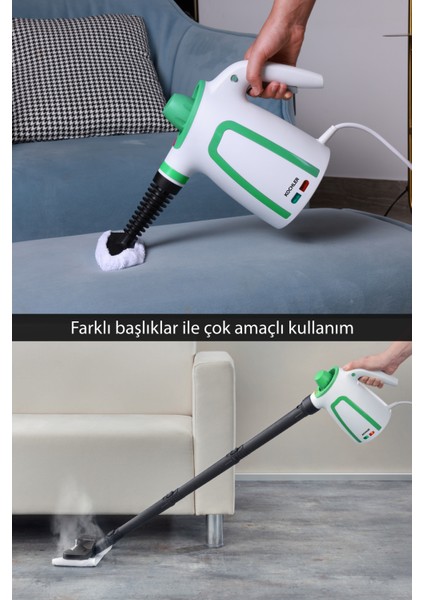 Çok Amaçlı 2'li Buharlı Temizlik Makinesi, El ve Mop Özellikli, Beyaz modelleri