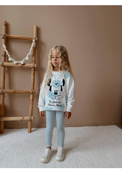 Kız Çocuk Minnie Modelli Taytlı Takım