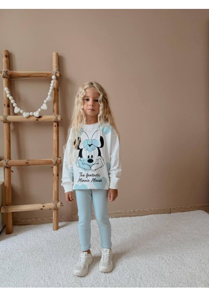 Kız Çocuk Minnie Modelli Taytlı Takım modelleri