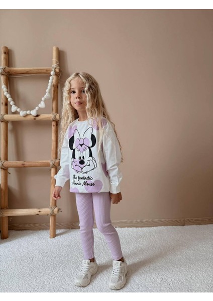 Kız Çocuk Minnie Modelli Taytlı Takım modelleri