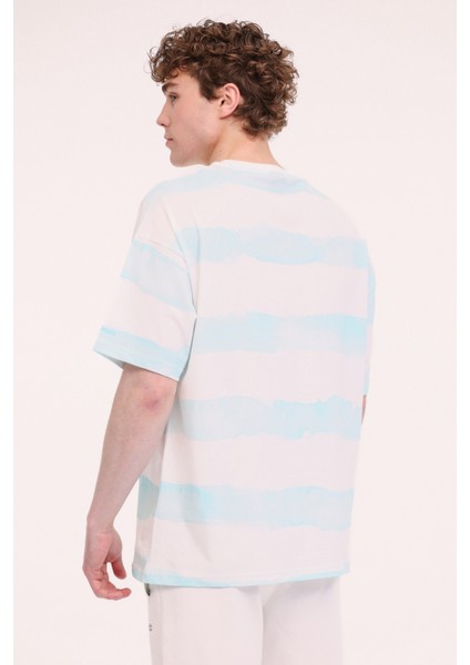 ML STRIPE 11HL110 5PR Turkuaz Erkek Kısa Kol T-Shirt