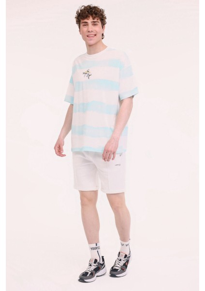 ML STRIPE 11HL110 5PR Turkuaz Erkek Kısa Kol T-Shirt