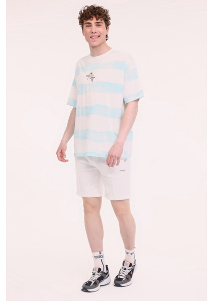 ML STRIPE 11HL110 5PR Turkuaz Erkek Kısa Kol T-Shirt