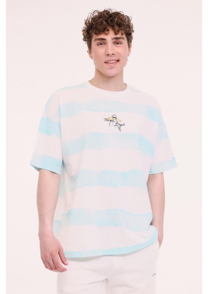 ML STRIPE 11HL110 5PR Turkuaz Erkek Kısa Kol T-Shirt