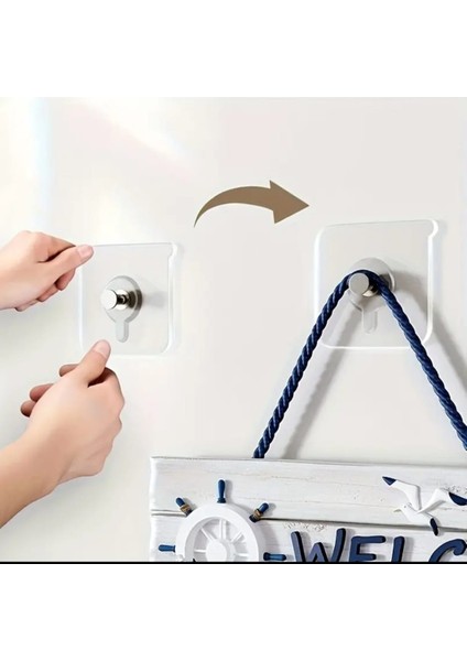 10 Adet Duvar Delmeden Zarar Vermeden Yapışkanlı Askılık Çivi Şeffaf Güçlü Iz Bırakmaz Tablo Yapışan modelleri