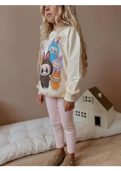 Kız Çocuk Labubu Modelli Taytlı Takım modelleri