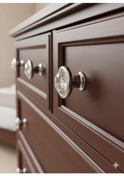 1 Adet Gümüş Taşlı Kulp Bebek Çocuk Genç Odası Çekmece Dolap Mobilya Kulpu Ahşap Şifonyer Kulpu 30 mm