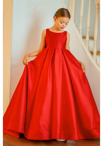 Kız Çocuk Fiyonk Detaylı Prenses Elbise