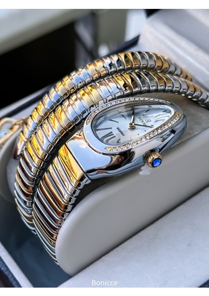 Kalından Inceye Doğru Taşlı Yılan Saat (2 Tur),kibar Kasa (24 Çap),3 Atm Gold/gri Çelik Kordon fiyatları