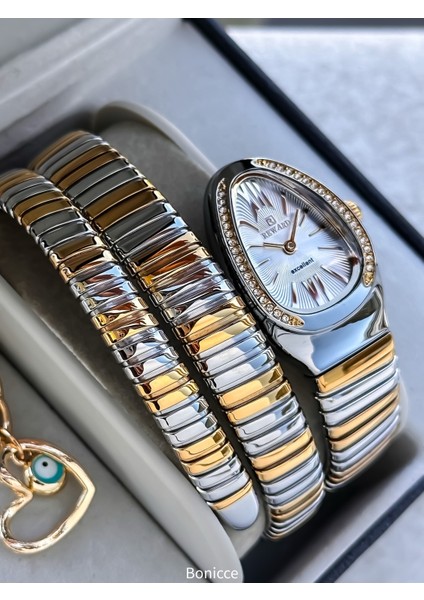 Kalından Inceye Doğru Taşlı Yılan Saat (2 Tur),kibar Kasa (24 Çap),3 Atm Gold/gri Çelik Kordon fırsatları