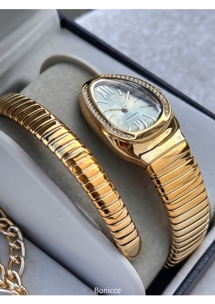 Kalından Inceye Doğru Taşlı Yılan Saat Tek Tur,kibar Kasa (24 Çap),3 Atm Gold Çelik Kordon fiyatları