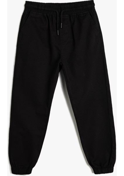 Cepli Pamuklu Beli Lastikli Jogger Okul Pantolonu