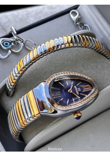 Kalından Inceye Doğru Taşlı Yılan Saat Tek Tur,kibar Kasa (24 Çap),3 Atm Lacivert Çelik Kordon fırsatları