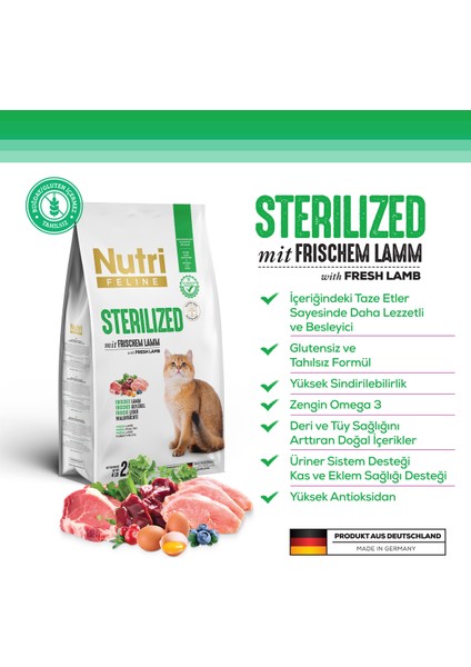 2 kg Sterilised Kuzu Etli Kuru Kedi Maması