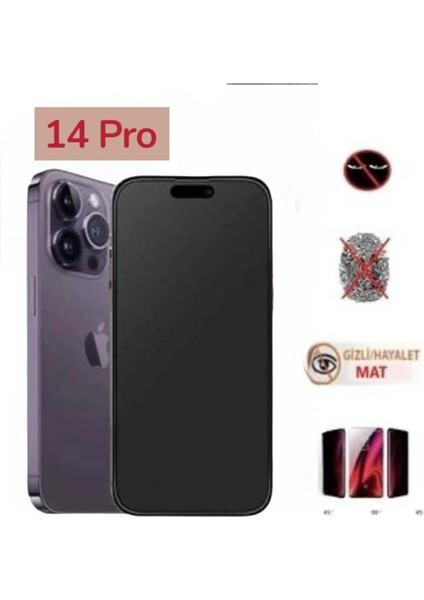 Iphone 14 Pro Mat Hayalet Ekran Gizli Privacy Tam Kaplayan Kırılmaz Cam Seramik Ekran Koruyucu