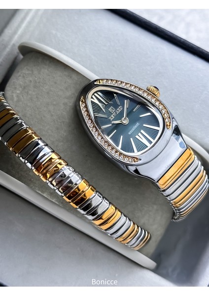 Kalından Inceye Doğru Taşlı Yılan Saat Tek Tur,kibar Kasa (24 Çap),3 Atm Yeşil Çelik Kordon,bileklik modelleri