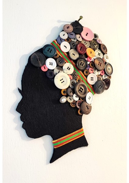 Keçe, Kumaş ve Düğme ile Arap Kız Tasarım Duvar/balkon Süsü / Ev Dekorasyonu (24 x 19) modelleri