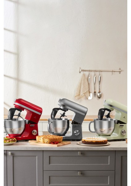 Pembe Çift Kollu Profesyonel Stand Mikser 1750 W, Şık ve Güçlü Tasarım