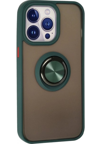 iPhone 15 Pro Kılıf Montreal Yüzüklü Silikon Kapak - Yeşil modelleri