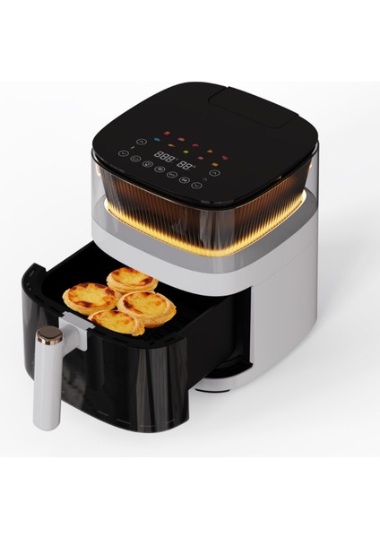 5l Renkli Menü 10 Pişirme Mod Akıllı Sesli Uyarı Air Fryer Beyaz fırsatları