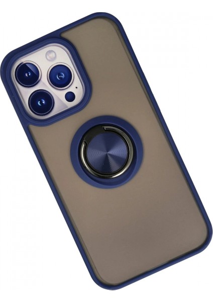 iPhone 15 Pro Kılıf Montreal Yüzüklü Silikon Kapak - Lacivert fiyatları
