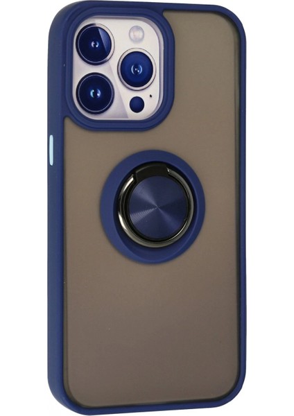 iPhone 15 Pro Kılıf Montreal Yüzüklü Silikon Kapak - Lacivert modelleri