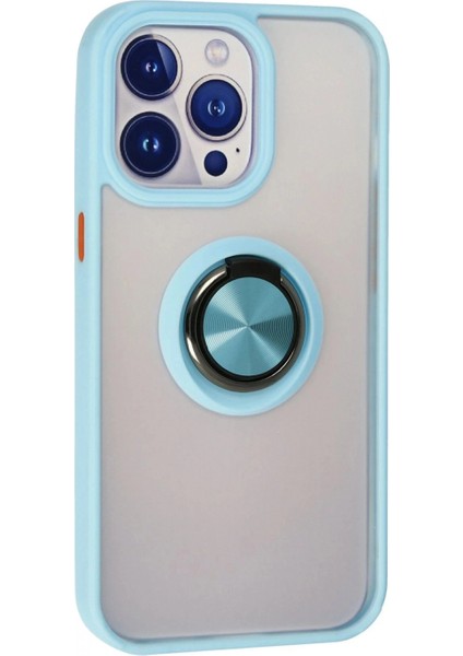 iPhone 15 Pro Kılıf Montreal Yüzüklü Silikon Kapak - Buz Mavi modelleri