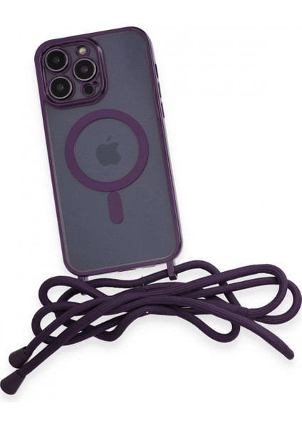 iPhone 13 Pro Max Kılıf Divo Lazer Askılı Magsafe Kapak - Derin Mor fırsatları