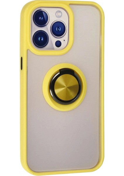 iPhone 15 Pro Max Kılıf Montreal Yüzüklü Silikon Kapak - Sarı modelleri