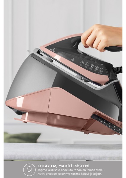 Vantuzlu Dokunmatik Kazanlı Ütü, Rosegold, 2600W, Pembe fiyatları