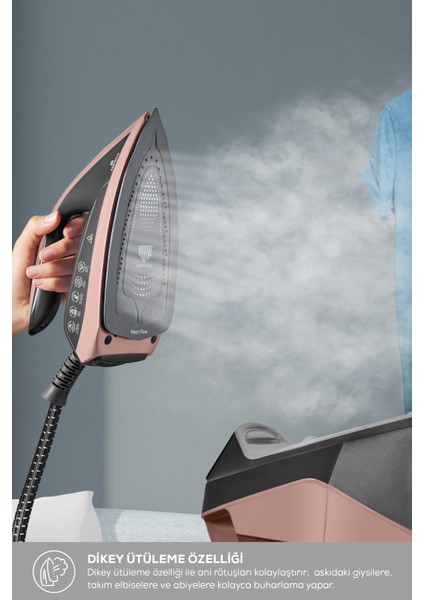 Vantuzlu Dokunmatik Kazanlı Ütü, Rosegold, 2600W, Pembe fırsatları