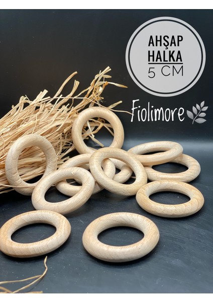 Ahşap Halka-(5 Adet)-Diş Kaşıma-Amigurumi-Makrome Halka-Aksesuar-Çanta-Takı
