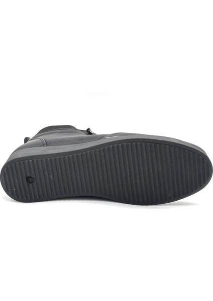(Oc Shoes) Termo Kaymaz Taban Fermuarlı Kadın Kısa Bot Siyaha Siyah modelleri