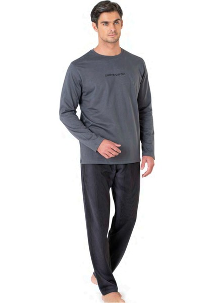 6095 Erkek Fume Uzun Kollu Bisiklet Yaka Pijama Takımı