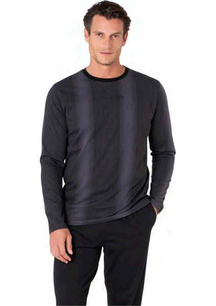 6105 Erkek Siyah Uzun Kollu Bisiklet Yaka Pijama Takımı