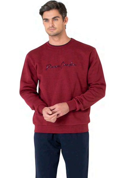 6115 Erkek Bordo Uzun Kollu Bisiklet Yaka Üç Iplik Eşofman Takımı