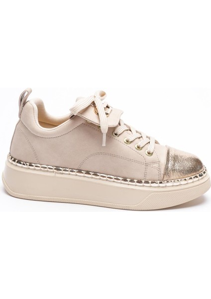 Kadın Nubuk Sneaker Spor Ayakkabı Gold Detaylı Bej Glorina fiyatları