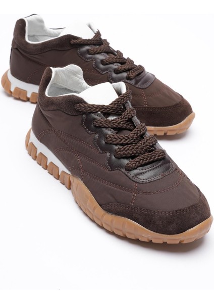 Kadın Hakiki Süet Bağcıklı Krep Tabanlı Anorak Detaylı Sneaker Kahve Minu