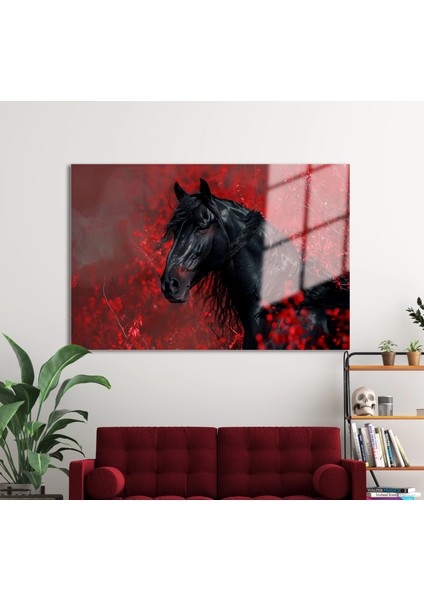 Bestablo Renk Katan Detaylar Black Horse Cam Tablo fiyatları