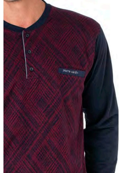 6108 Erkek Bordo Uzun Kollu Yakası Düğmeli Pijama Takım fiyatları