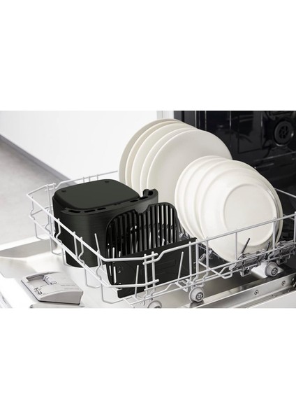 Iki Fonksiyonlu Geniş Kapasiteli Yağsız Fritöz ve Izgara, Çift Bölmeli, Siyah Renk fırsatları