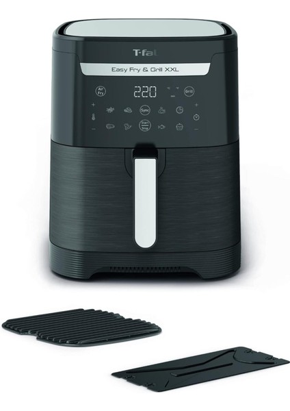 Iki Fonksiyonlu Geniş Kapasiteli Yağsız Fritöz ve Izgara, Çift Bölmeli, Siyah Renk