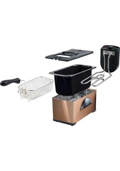 2000W 3.5l Yağ Fritözü, Bakır, Soğuk Bölge Teknolojili, Ayarlanabilir Sıcaklık fırsatları