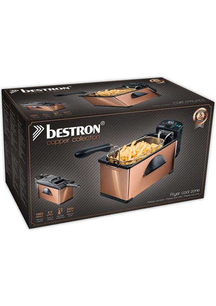 2000W 3.5l Yağ Fritözü, Bakır, Soğuk Bölge Teknolojili, Ayarlanabilir Sıcaklık